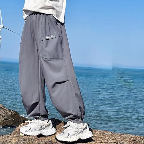 Boys Cargo Pants Casual Elastic Wasit Trouser with Multi Pockets Lounge Solid Color School Pants for Boys 5-15 Years2