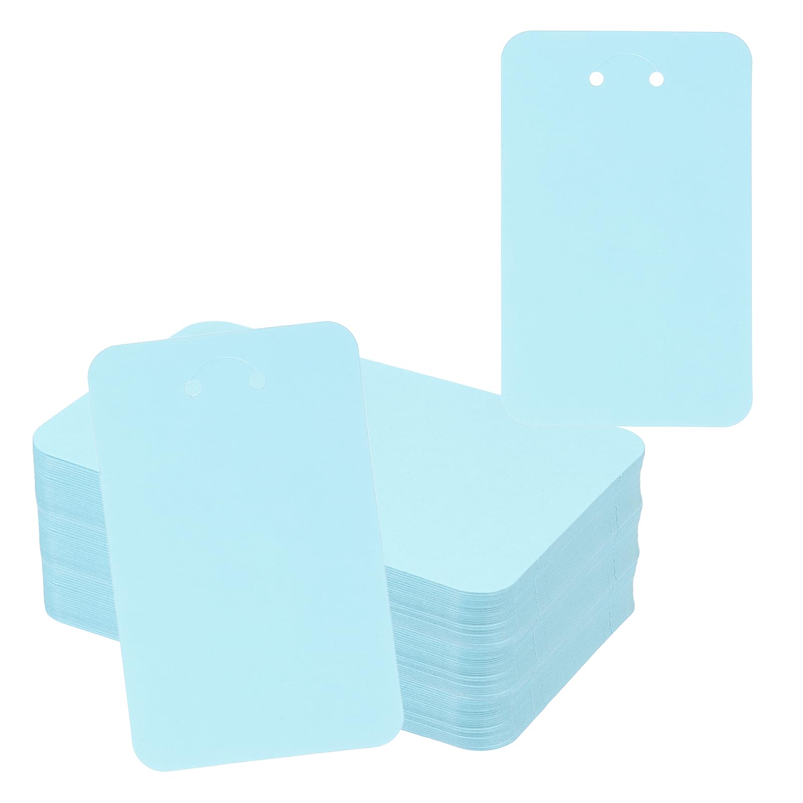 PATIKIL 200Pcs Keychain Display Cards, 3" x 4.7" Kraft Paper Keychain Holder Display Card, Blank Hanging Tags for Keyring Jewelry Packaging Supplies, Light Blue
