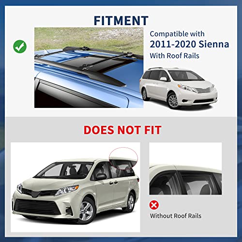 Ledkingdomus Roof Rack Cross Bars Compatible With 2011 2012 2013 2014 2015 2016 2017 2018 2019 2020 Sienna Crossbars, Luggage Racks Cargo Bag Carrier Aluminum Rooftop Crossbar #TOP1
