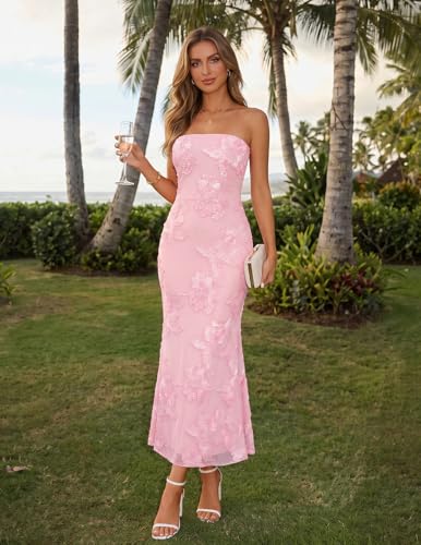 Image of MEROKEETY Women's Summer Floral Wedding Guest Cocktail Maxi Dress