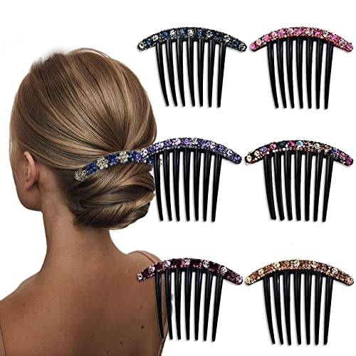 6 Pcs Rhinestone Flower Hair Side Combs For Women Decorative Crystal Diamonds Floral Hair Fork Clip Bridal Wedding Hairpin Hair Clip Accessories For Bun Prom Vintage Hair Styling Accessories #TOP27