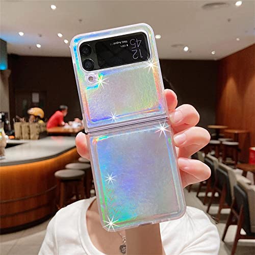 Coque Samsung Z Flip 4 en cuir laser chic avec anneau premium