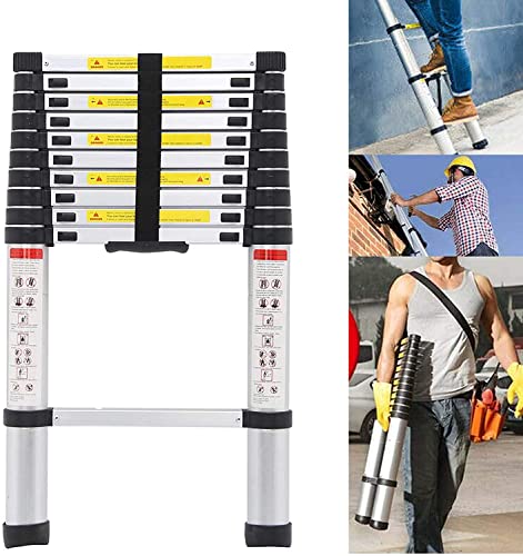 Dicn Telescoping Ladder 10.5Ft/3.2M Multi Function Aluminum Staright Ladders Retractable Easy To Carry Collapsible For Decoration Household Daily Office Emergency cover