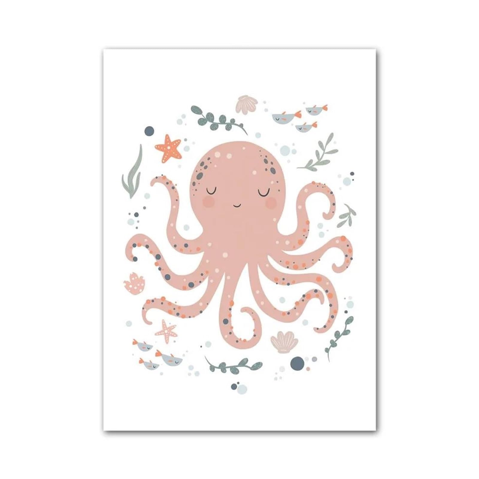 XENITE Wall Art Canvas Prints Marine Life Octopus Whale Turtle Kids Room Posters Prints Wall Art Picture Decor Nordic Nursery Canvas Painting(C,50x70cm)