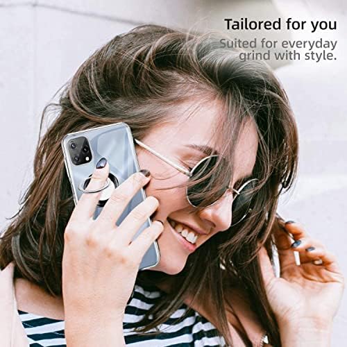 Anlxhj for Blackview A55 Case, Tempered Glass Screen Protector with 360 Degree Rotating Holder Kickstand Soft TPU Silicone Cover Protection, Phone Case Cover for Blackview A55, Crystal Transparent