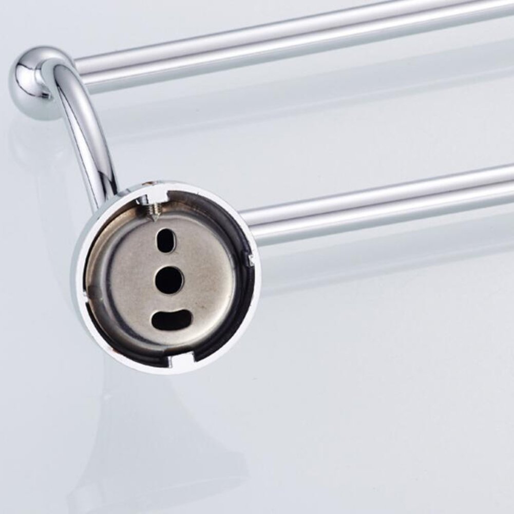 Double porte-serviettes rétro pour salle de bain - 60 cm - Double couche - En laiton (chromé)