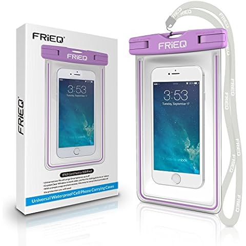 FRiEQ Universal Waterproof Case for Outdoor Activities Protects Your Cell Phone or MP3 Player from Water, Sand, Dust and Dirt-IPX8 Certified to 100 Feet(Purple) Cover