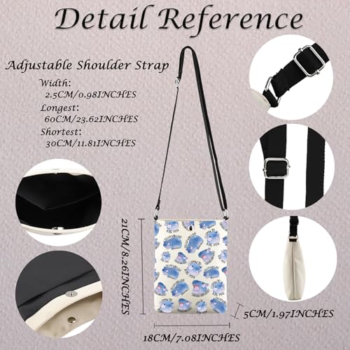 MNIGIU Funny Hippo Gift Hippo Crossbody Bag Hippo Lover Gift Hippo Fan Club Gift Pygmy Hippo Gift2