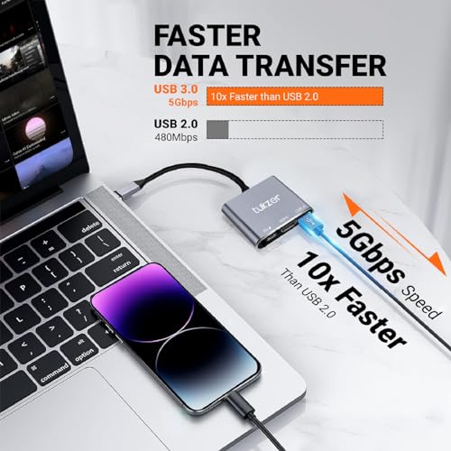 Image of Tukzer 3-in-1 USB Type C to HDMI Adapter 4K@30Hz, 100W PD Fast Charging Port, USB A 3.0 @5Gbps Speed, MultiPort HUB for MacBook Pro Air, Windows, Laptop, iPad, Tablet, Smartphone & All Type C Devices