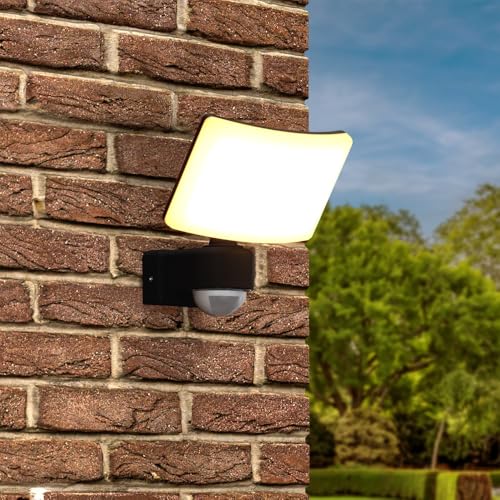 Preisvergleich Produktbild HOFTRONIC - LED Strahler mit Bewegungsmelder Außen - Londen - IP65 wasserdicht - Neigbar - 2500 Lumen - 3000K warmweiß - 30 Watt - Schwarz - Scheinwerfer - 5 Jahre Garantie