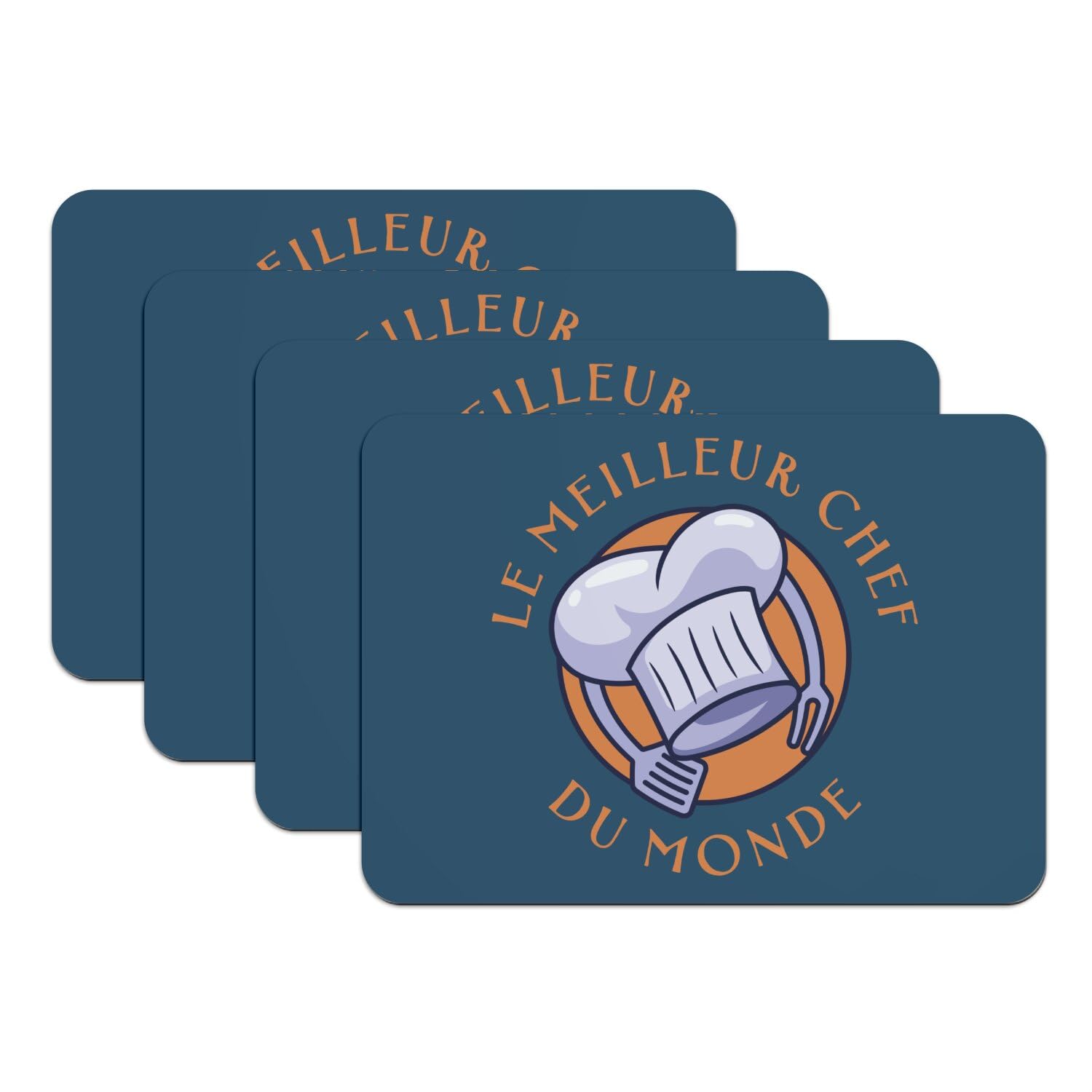 Dessous en caoutchouc antidérapant pour protéger la table des taches, lot de 4 sets bleu grand format
