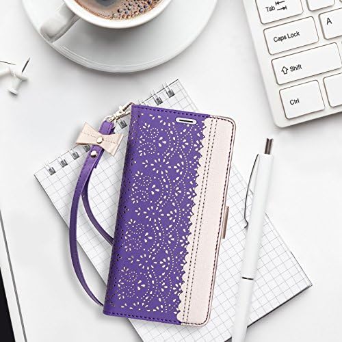 WWW Galaxy S8 Plus case, [ Mirror Series] RFID-Resisting PU Leather Case Kickstand Flip Case with Card Slots and Mirror for Samsung Galaxy S8 Plus Purple