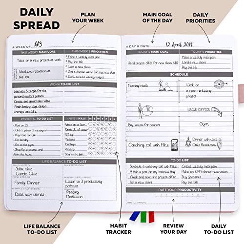 Clever Fox Planner Daily – Undated Agenda & Daily Calendar To Boost Productivity & Hit Your Goals – Gratitude Journal Personal Daily Organizer – 5.8X8.3'', Lasts 6 Months, Rose Gold (Daily) #TOP2