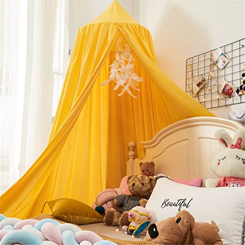 Baldachin, Betthimmel Kinder, Babybett Bettvorhang Hängende Rund Princess Insektennetz Moskitonetz für Kinderzimmer und Spielzimmer Dekoration (Gelb) - Image 4
