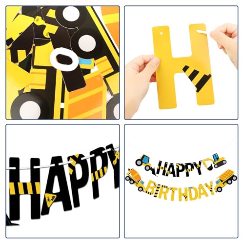 Image of Construction Happy Birthday Banner Construction Birthday Party Decorations for Kids Boys 1st 2nd 3rd Baby Showers Truck Tractor Sign Party Supplies