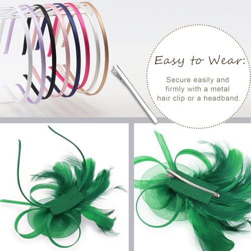 Image of DRESHOW Fascinators Hats for Women Tea Party Fascinator Hats Vintage 50s Headwear Cocktail Wedding Church Derby Hat