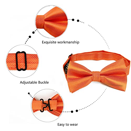 Alizeal Mens Solid Mini Squares Formal Banded Pre-Tied Bow Ties Set-Orange #TOP3