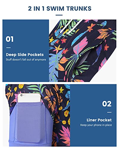 Image of maamgic Mens 5 Inch Stretch Swimming Shorts Compression Liner Swim Trunks Swimwear Bathing Suits Beach Wear Swim Suits