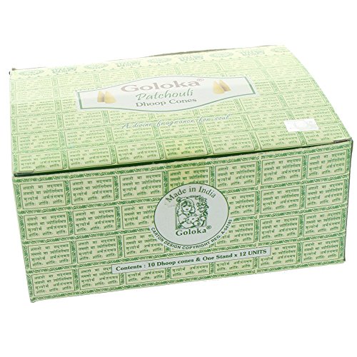 Goloka Lot de 12 boîtes de cônes d'encens Senteur Patchouli