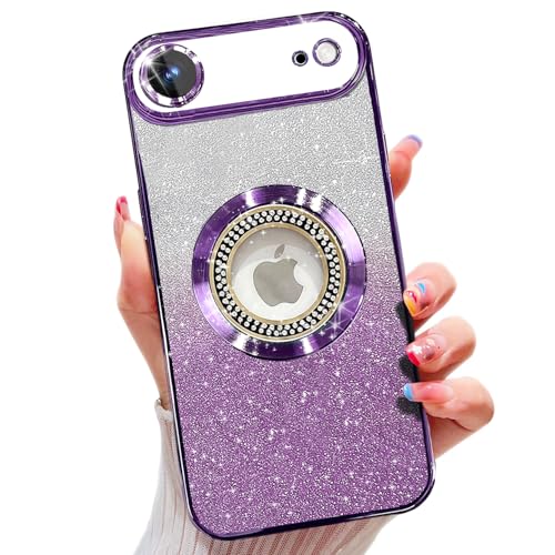 Image of Misscase for iPhone Air Magnetic Glitter Case Compatible with MagSafe,Full Protection Slim Shockproof Case with Camera Lens Protector Plating Bling Cover Case for iPhone 17 Air 6.5 inch Purple