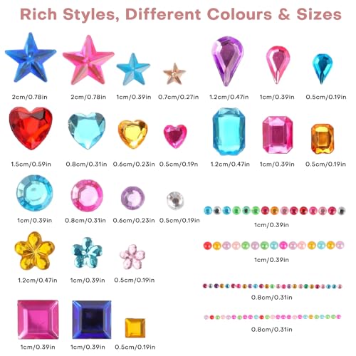 3500 pierres strass autocollantes colorées – strass à coller et autocollants pailletés en formes variées, pierres de strass pour le visage, idéals pour déco, DIY, enfants et loisirs créatifs. – vue 2