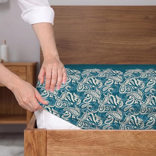 Image of Welspun ENZO Queen Size Fitted Bedsheet with 2 Pillow Covers | 360 Elastic | 100% Pure Cotton | 60 x 78 Inches | Soft, Breathable, Lightweight & Easy Care | Dark Blue