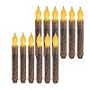 12 Packs Primitve Candles Battery OperatedElectric Flickering Taper Candles Hand Dipped Real Wax for Rustic Room Christmas Decoration