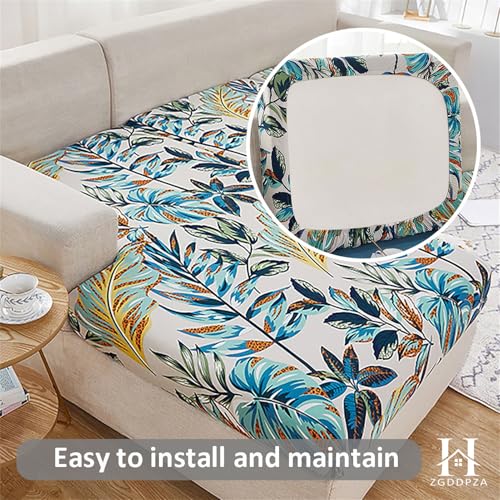 Stretch Outdoor Sofa Cushion Cover, Water-Repellent Seat Cover for 1/2/3 Seater, Elastic Fit Replacement for Garden Bench, Rattan Furniture, Patio, Indoor & Outdoor Use (Leaves,Backrest Cover) - Image 6