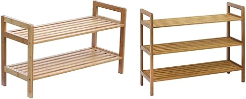 Oceanstar Zapateros de bambú de 2 y 3 niveles, marrón