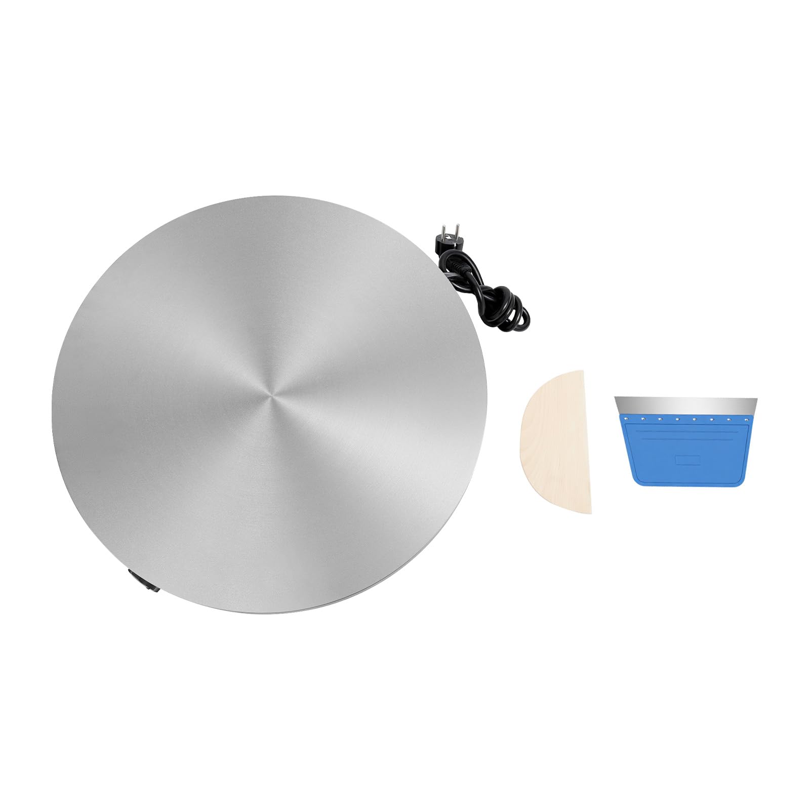 Crêpière électrique 3000W, Poele a Crepe en Fonte 45cm, Surface Antiadhésive, Contrôle De La Température, Acier Inoxydable, avec écarteur Et Spatule, Pour Crêpes, Pancakes, Fabriqué En France