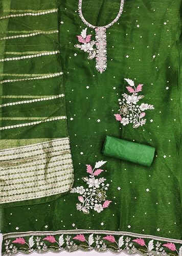 Image of Women's Shimmer Silk Embroidery Work Unstitched Dress Material