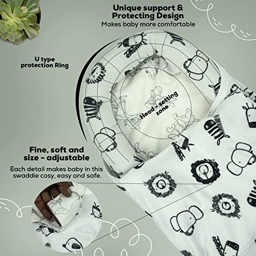 Image of BAYBEE Baby Swaddle Wrap for New Born | Adjustable Swaddle for New Born Baby | 100% Cotton Baby Wrapper Newborn Blanket for Sleep Sack 0-6 Months Babies (White)