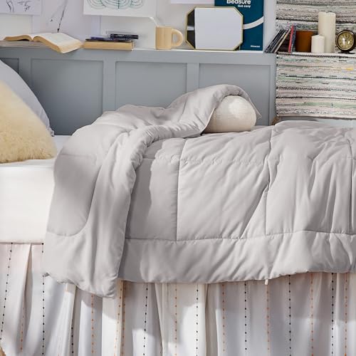 Image of Bedsure Comforter Duvet Insert - Quilted Comforters Twin XL Size, All Season Duvet, GentleSoft Down Alternative Bedding Blanket, with 8 Tabs, Gifts for Women /Men, Light Grey, Twin XL 92 x 68 Inches