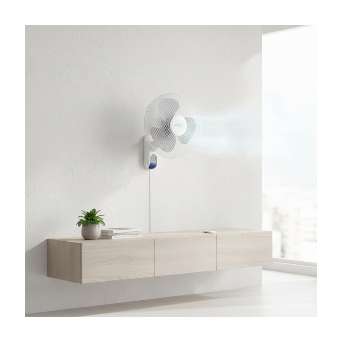 RODWIN Ventilateur mural oscillant 45W avec télécommande Ventilation
