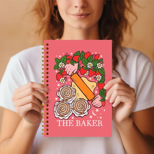 Carnet de notes à spirale rose pour pâtisserie | Couverture rigide 14x21 cm