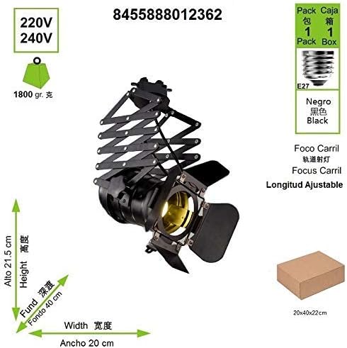 TECNOLUX EURO Koplamp/spot voor het interieur, fitting E27, in lengte verstelbaar, licht voor bioscoop, winkel, studio, zwart photo 3