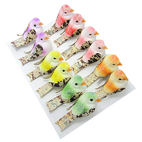 12Pcs Artificial Colorful Mini Birds Kids Floral Craft Photograph Home Garden Party Wedding DIY Festival Decoration Gift