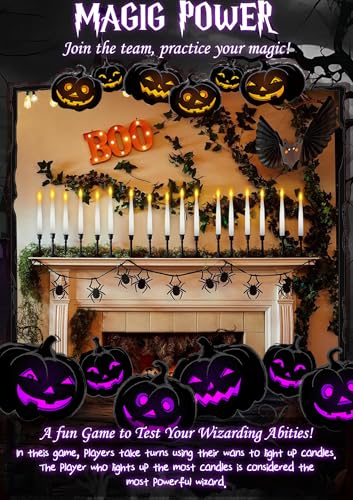 Image of Halloween Decoration, Floating Candles with Wand, 10 PCs Flameless Magic Hanging Candles with 11 AAA Battery, Flickering Warm Light Floating LED Candle Taper Candle Set Birthday, Xmas Gift