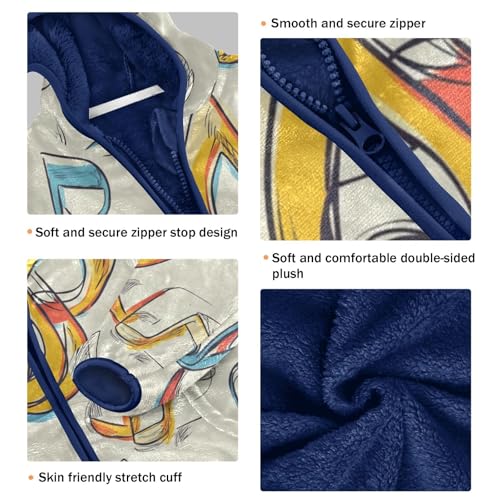 Music Note Girls Fleece Jacket Girls Fall Jacket Girls Zip Up Hoodie Girls Sherpa Jacket 2-10T3