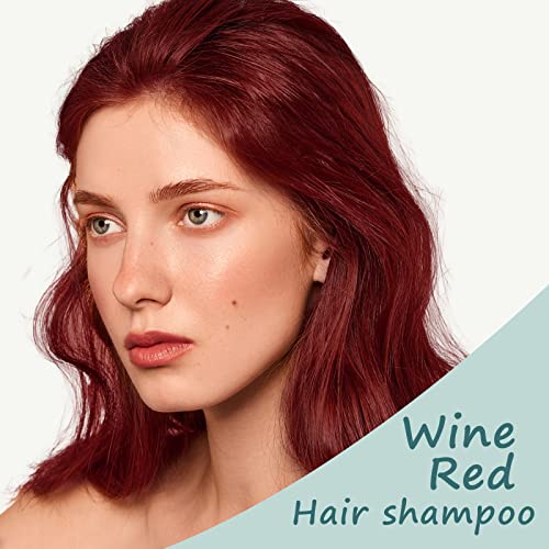 Wine Red Hair Dye Shampoo 3 In 1 Coconut Hair Color Shampoo For Men Women Gray Hair Coverage - Herbal Brown Shampoo Colors In 15 Minutes, Natural Long Lasting Brown Hair Dye 16.9 Fl Oz (Wine Red) #TOP1