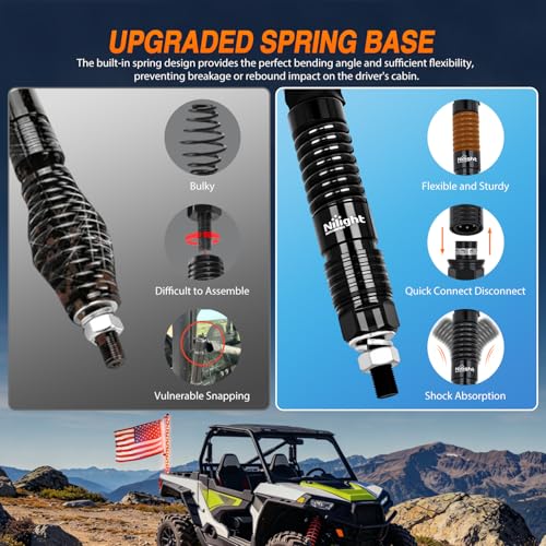 Image of Nilight LED Whip Light 1PC 2FT Spiral RGB Antenna Whips with Spring Base, App /Remote Control DIY Chasing Patterns Brake & Reverse Lights for Side by Side ATV UTV RZR Can-Am Buggy Jeep