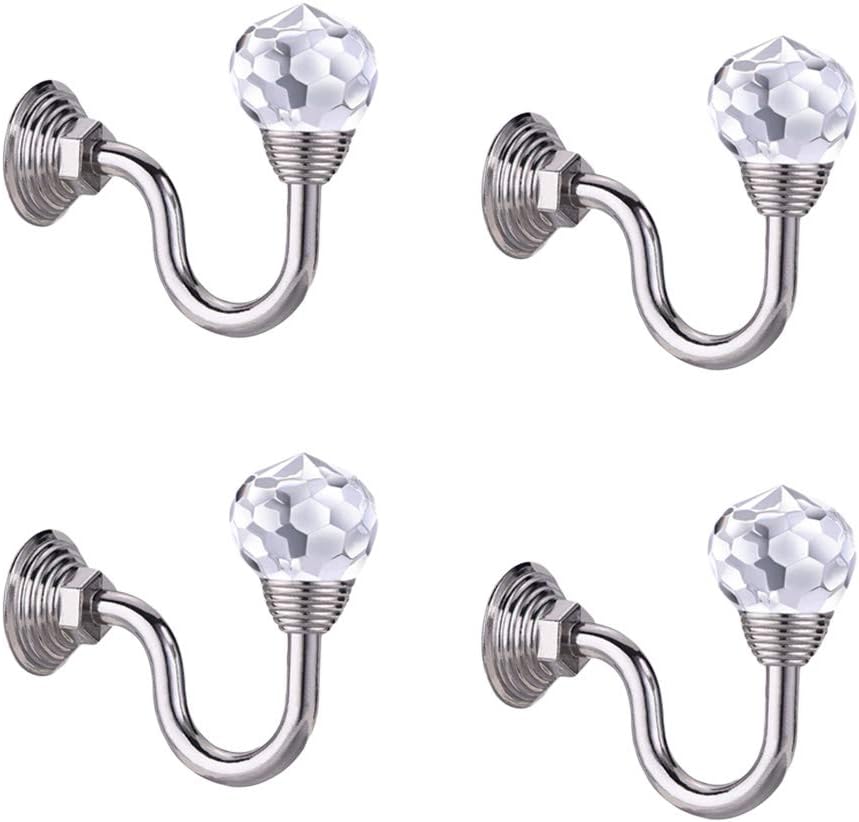 Vosarea 4 Pcs Crystal Curtain holdbacks Hooks Drapery tiebacks Tassel