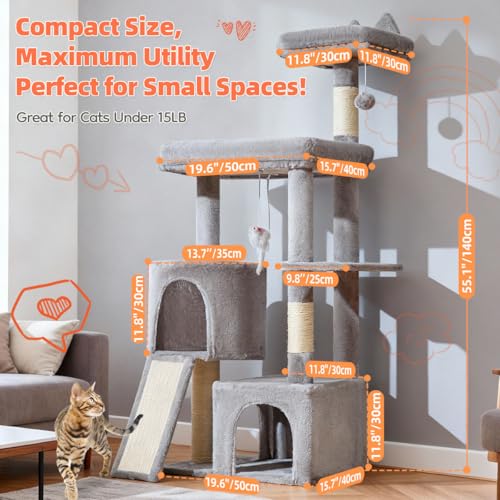 Torre para gatos interior Taoqimiao 140 cm robusta gris miniatura 2