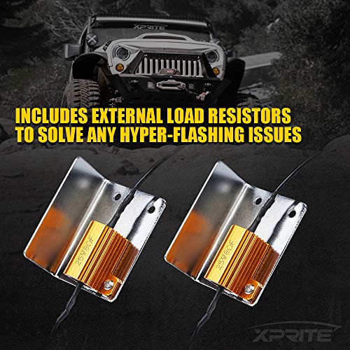 Image of Amber LED Turn Signal Light w /Clear Lens Compatible with 07-18 Jeep JK JKU | Aluminum, IP67 Waterproof, Plug N Play