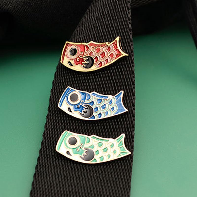 8Pcs Enamel Pin Koi Fish Flag Brooch Lucky Fish Pin Cartoon Badges for Brooch Pins Backpack Clothes Accessories3