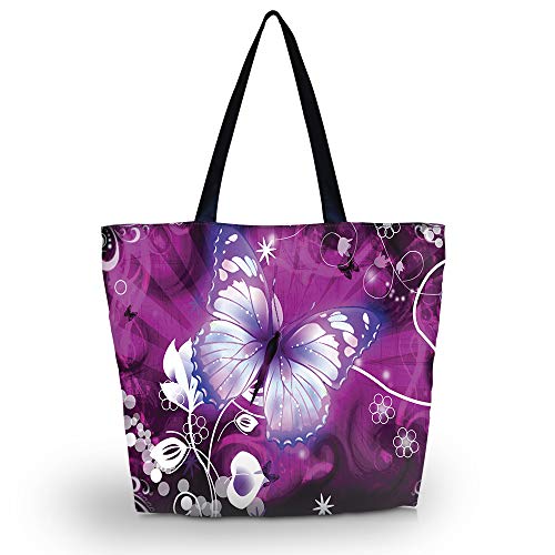 Tote Bags Travel Beach Totes Bag Shopping Zippered for Women Foldable Waterproof Overnight Handbag (big butterfly)