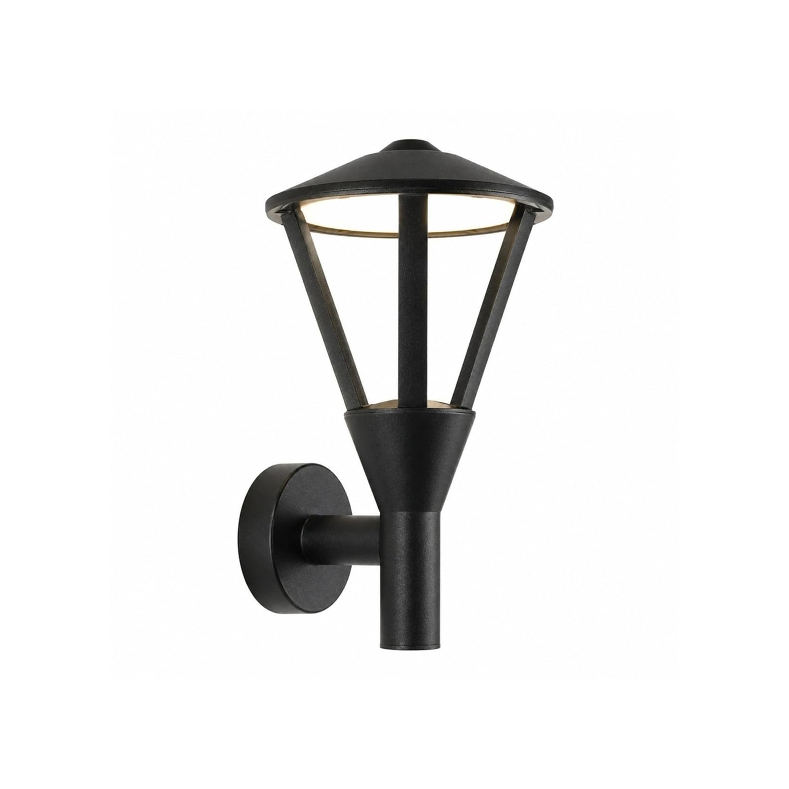 OZBMA Geometric Torch Outdoor Wall Sconce 15", Hardwired Black PC Exterior Lamp, 18W Warm LED Waterproof Fixture for Porch Patio Garden Terrace Entryway Balcony Yard Garage Cottage