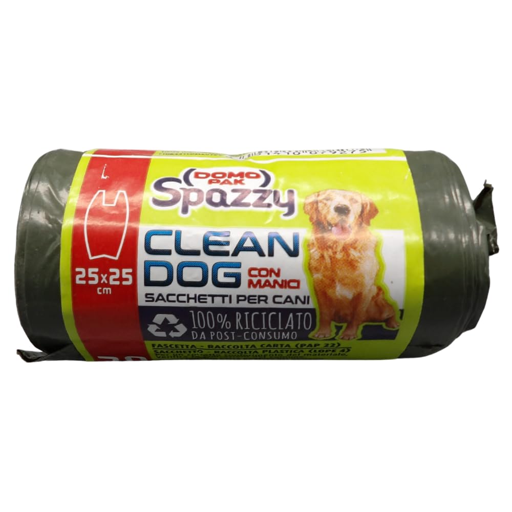 CLEAN DOG, Sacchetti Per Cani Con Manici (Confezione Da 30 Sacchetti) 25x25cm (24 Confezioni)