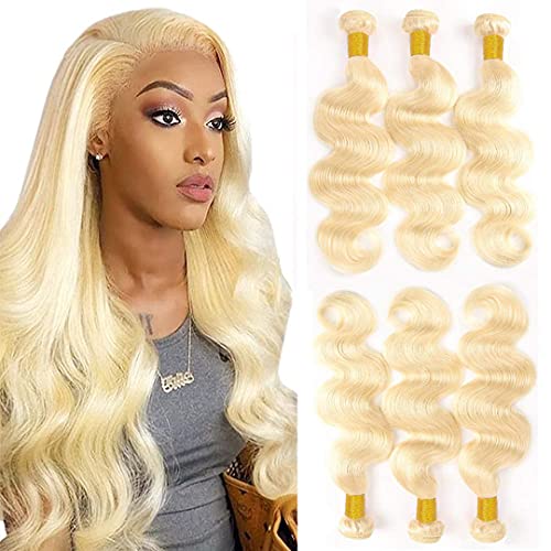 Suttie 613 16" Platinum Blonde Body Wave Real Hair Weave Single Bundle Human Brazilian Hair 6JD16