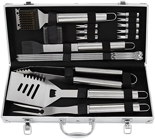 Grilljoy Limited Time Deal to Celebrate Christmas - 19pcs BBQ Grill Tool Set, Stainless Steel BBQ Accessories in Aluminum Storage Case, Complete Outdoor Grilling Barbecue Utensil, Prefect Gift for Men